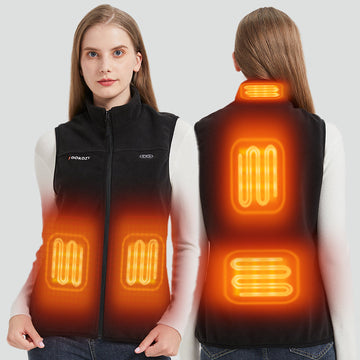 Damen Heizweste Fleece mit Akku – Schwarz