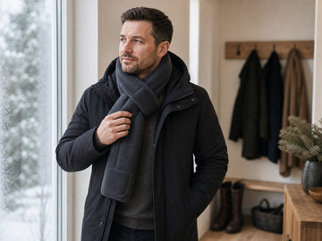 Beheizbarer Schal als warme Winterkleidung im Eingangsbereich