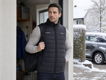 Herren Heizweste im deutschen Winter vor Arbeit und Alltag