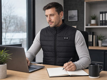 Heizweste im kalten Büro an einem Wintermorgen