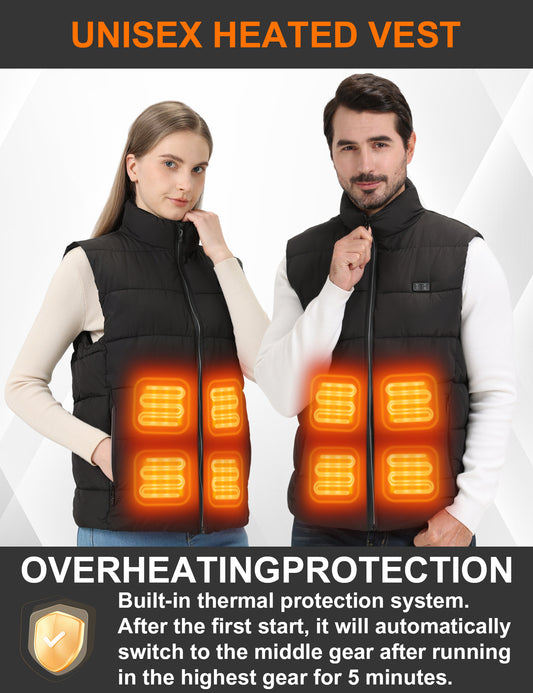 Beheizbare Weste Herren mit 20000mAh Akku – 15 Heizzonen, 3 Heizstufen bis 60°C
