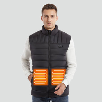 heated puffer vest with 15 heating zones